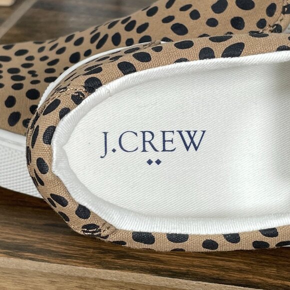 J.CREW Factory Road Trip Womens 8.5 Shoes Cheetah Printed Canvas Slip On Sneaker - Picture 10 of 13